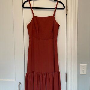 Club Monaco Miija Ruffle Hem Dress in Rust Size 4